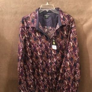 Claiborne Full Sleeve Collar Red Raspberry 2XLT